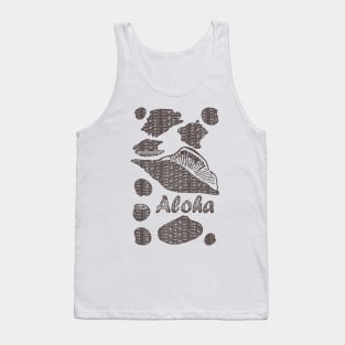 Vintage Style Polynesian Hawaiian Cow Shell Pattern Surf Aloha Tank Top